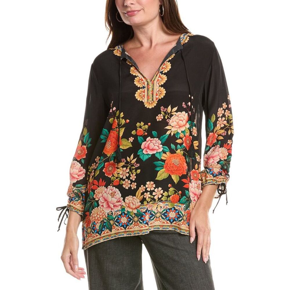 Johnny Was Womens  Ankah Silk Tunic, Black